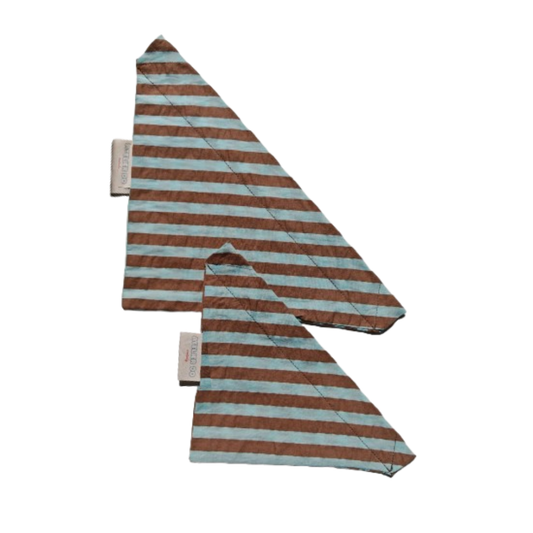 Bandana Rayé Bleu et Taupe, pour Chien