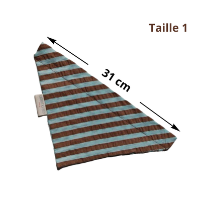 Bandana Rayé Bleu et Taupe, pour Chien