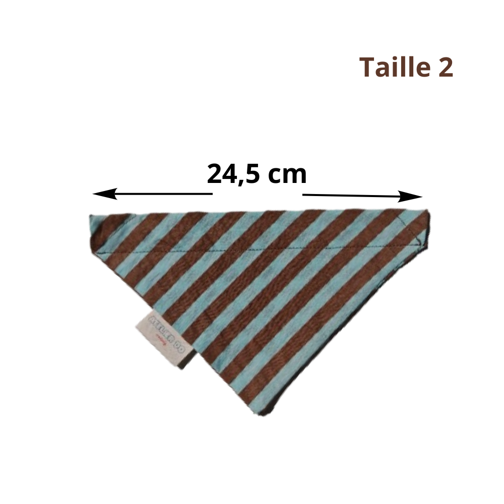 Bandana Rayé Bleu et Taupe, pour Chien