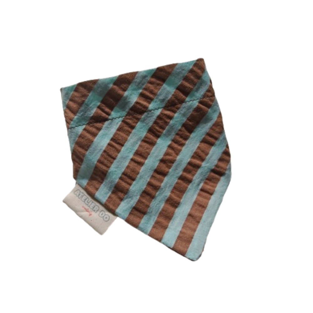 Bandana Rayé Bleu et Taupe, pour Chien