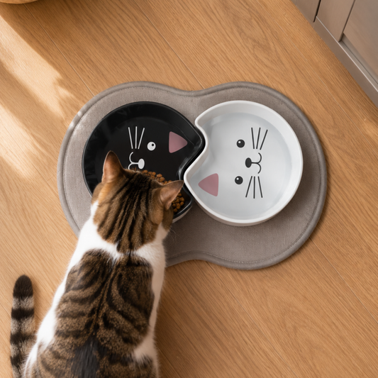 Lot de gamelles tête de chat en céramique, 600 ml